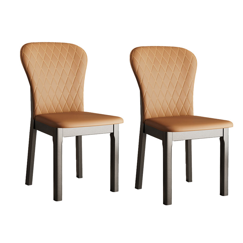 Rubberwood Modern Dining Chair Faux Leather Solid Back Side Chair