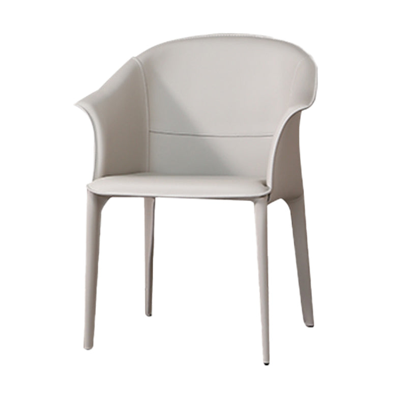 Beige and Brown Dining Chairs Modern Faux Leather Arm Side Chair