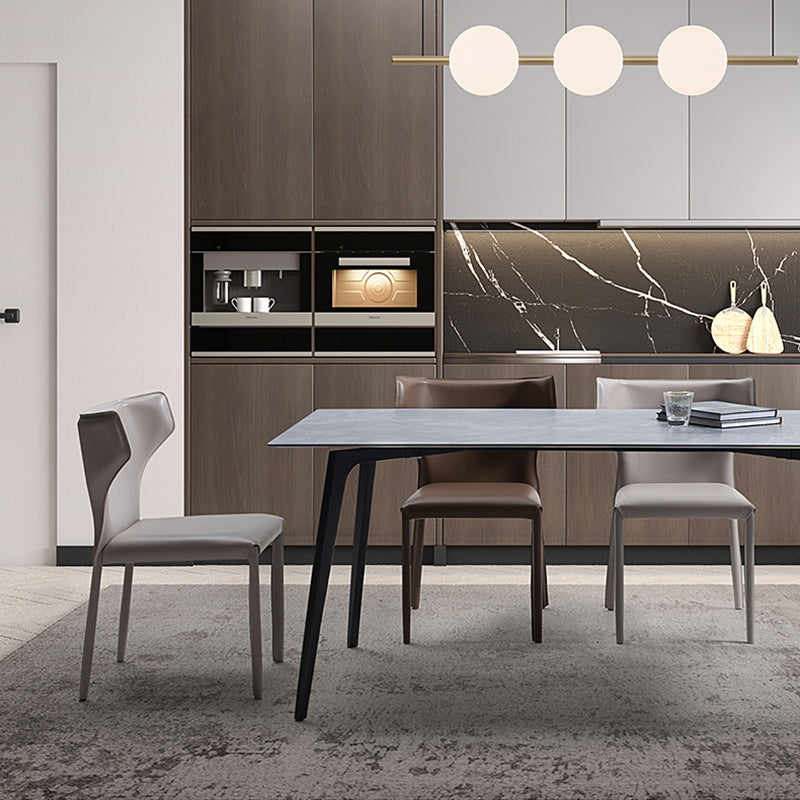 Modern Style Wingback Dining Chairs Faux Leather Home Side Chair