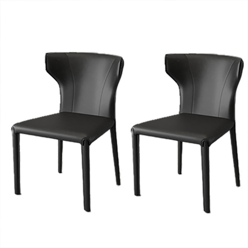 Modern Style Wingback Dining Chairs Faux Leather Home Side Chair