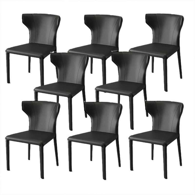 Modern Style Wingback Dining Chairs Faux Leather Home Side Chair