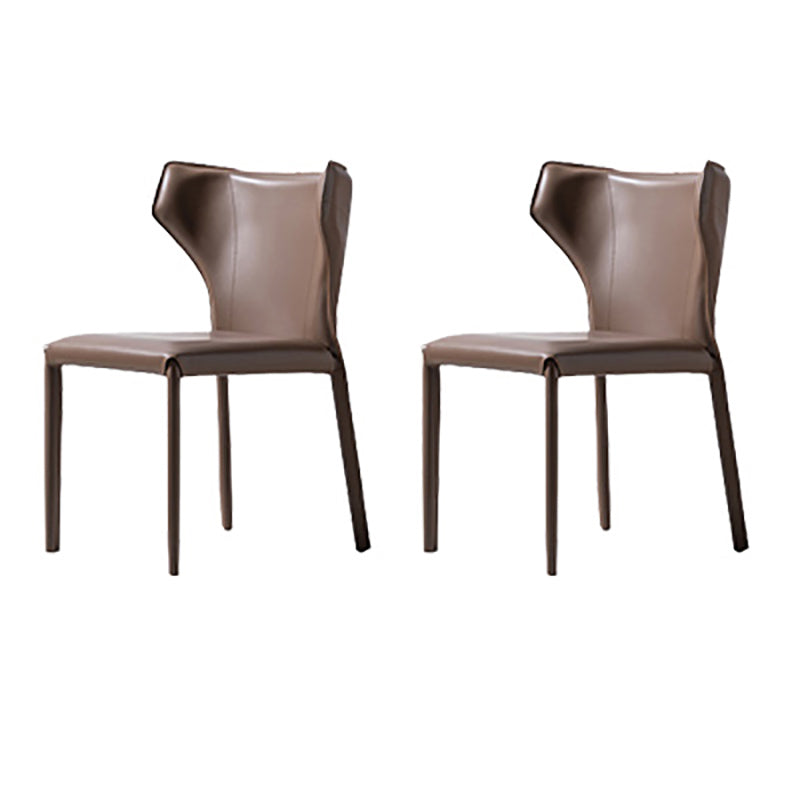 Modern Style Wingback Dining Chairs Faux Leather Home Side Chair