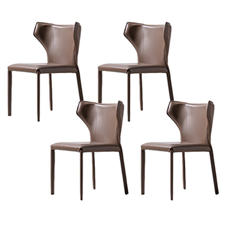 Modern Style Wingback Dining Chairs Faux Leather Home Side Chair