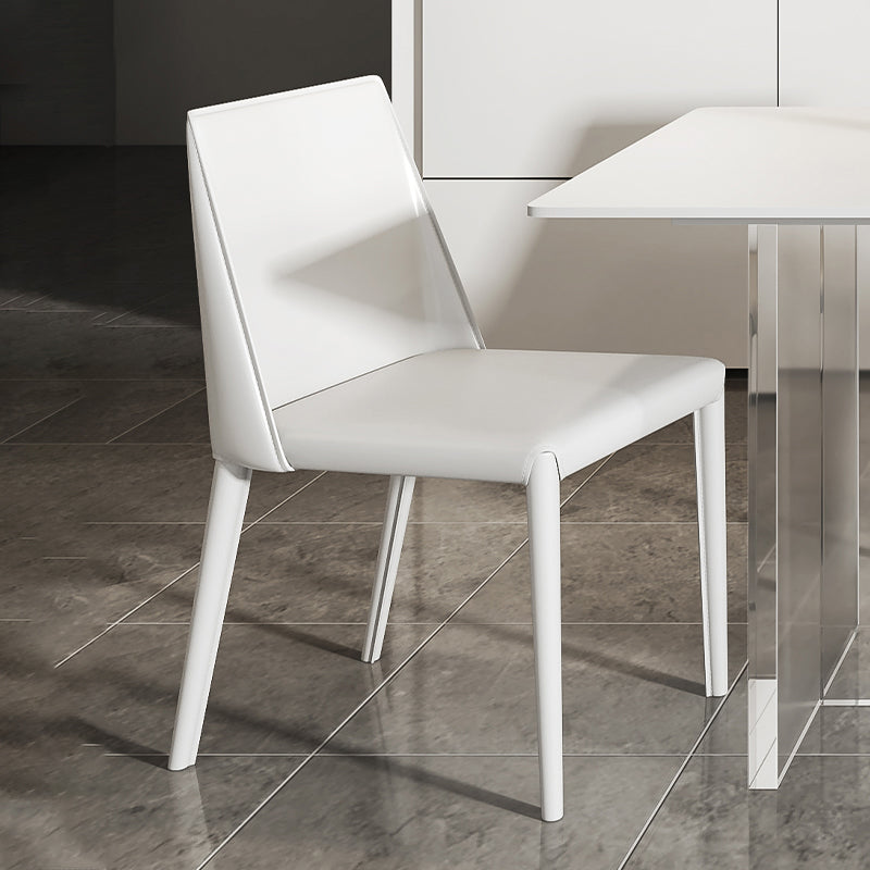 Low Back Armless Dining Chairs Modern Faux Leather Side Chair