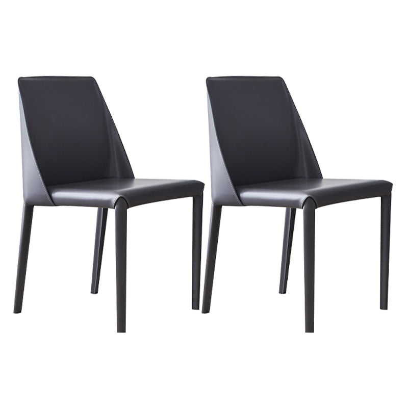 Low Back Armless Dining Chairs Modern Faux Leather Side Chair