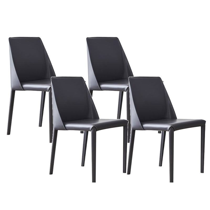 Low Back Armless Dining Chairs Modern Faux Leather Side Chair