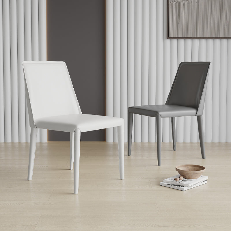 Low Back Armless Dining Chairs Modern Faux Leather Side Chair