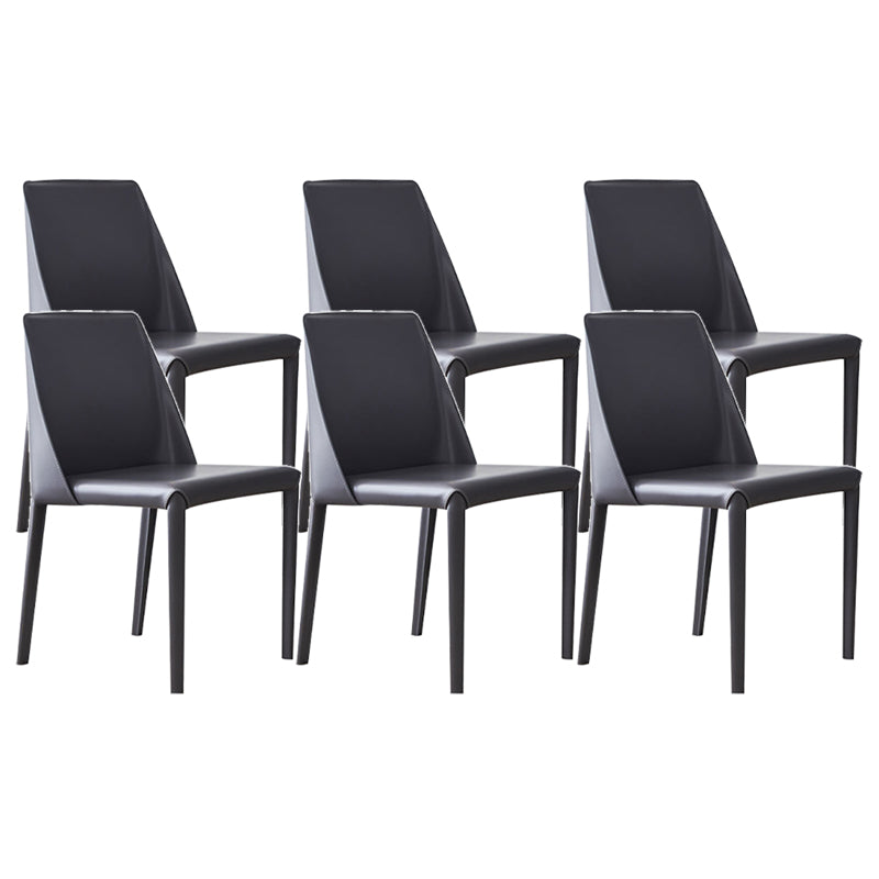 Low Back Armless Dining Chairs Modern Faux Leather Side Chair