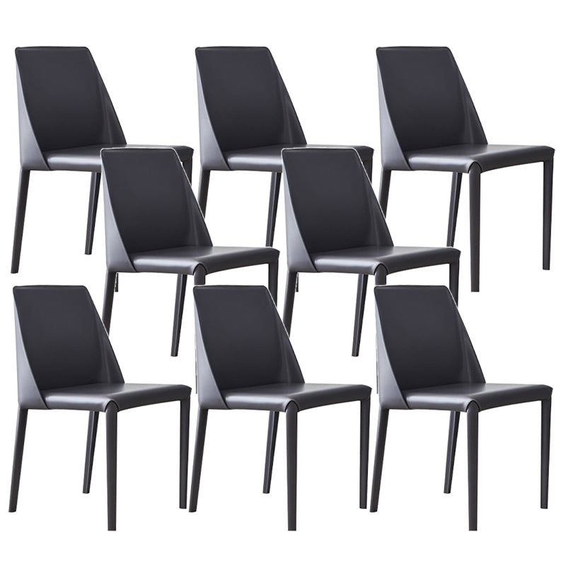 Low Back Armless Dining Chairs Modern Faux Leather Side Chair