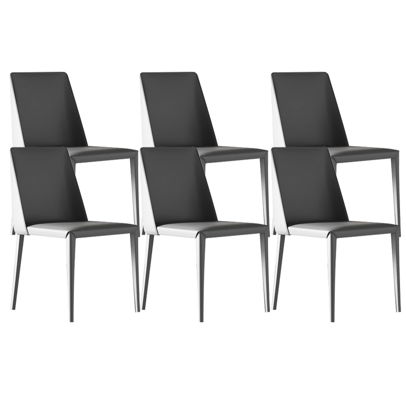 Low Back Armless Dining Chairs Modern Faux Leather Side Chair