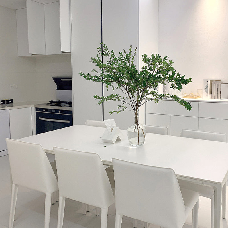 Low Back Armless Dining Chairs Modern Faux Leather Side Chair