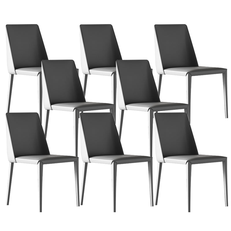 Low Back Armless Dining Chairs Modern Faux Leather Side Chair