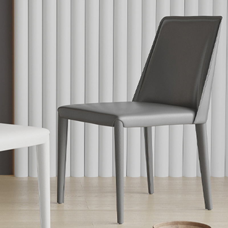 Low Back Armless Dining Chairs Modern Faux Leather Side Chair