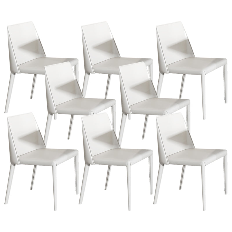 Low Back Armless Dining Chairs Modern Faux Leather Side Chair