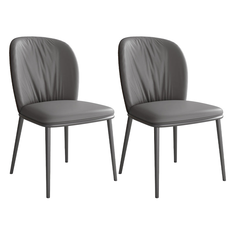 Modern Indoor Side Chair with Grey Metal Legs Faux Leather Dining Chair for Home