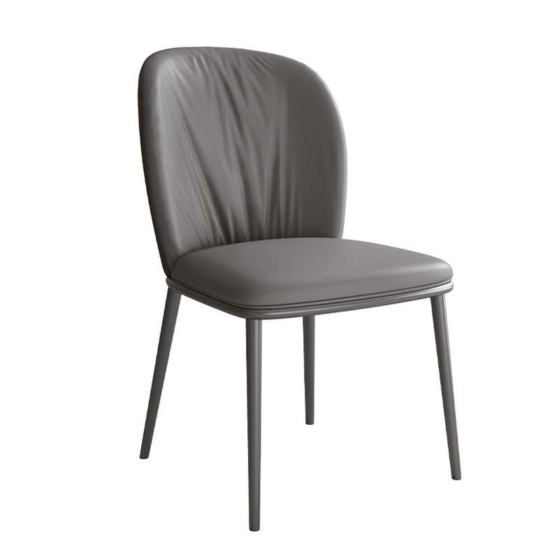 Modern Indoor Side Chair with Grey Metal Legs Faux Leather Dining Chair for Home
