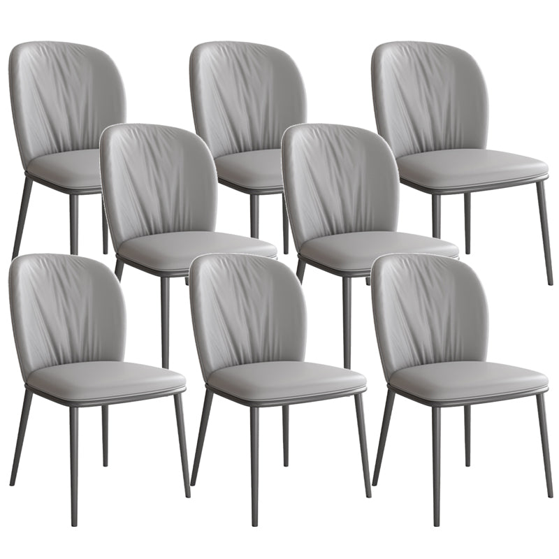 Modern Indoor Side Chair with Grey Metal Legs Faux Leather Dining Chair for Home