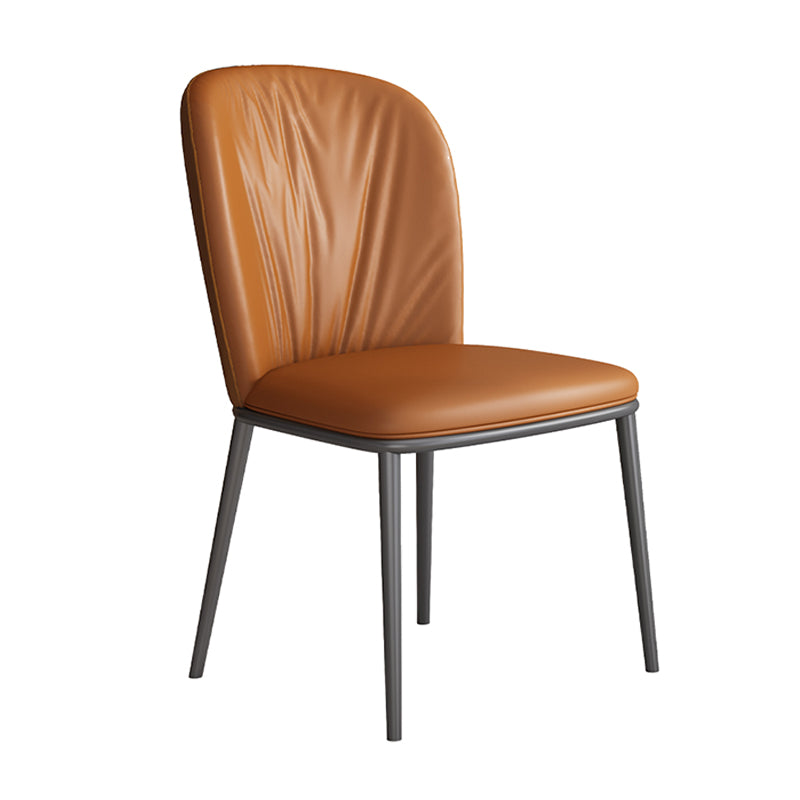 Modern Indoor Side Chair with Grey Metal Legs Faux Leather Dining Chair for Home