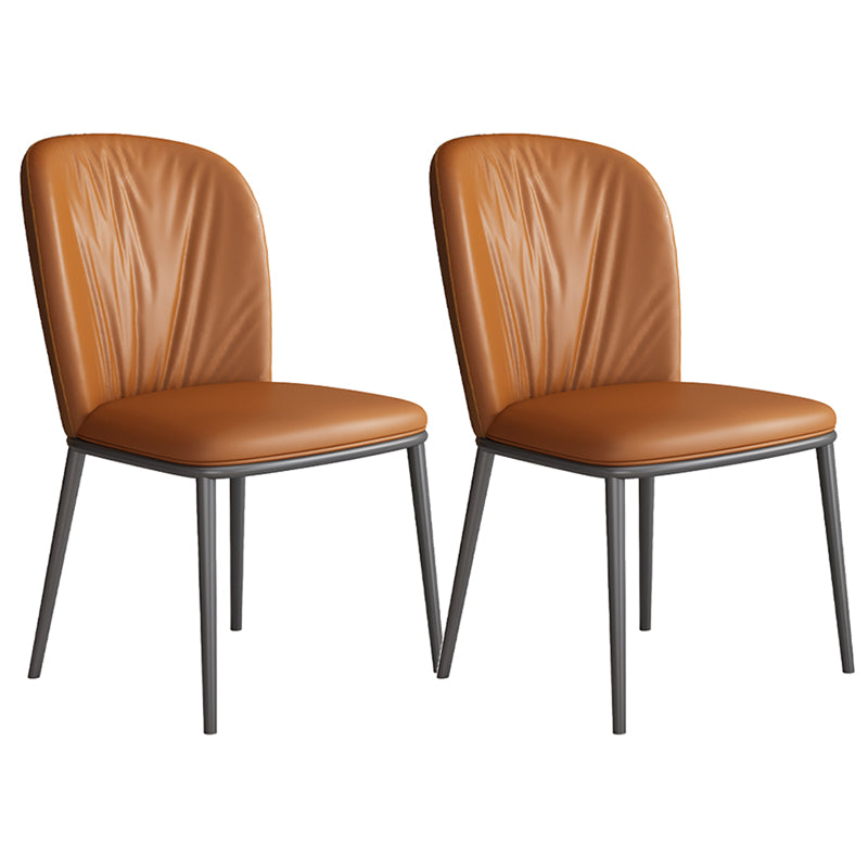 Modern Indoor Side Chair with Grey Metal Legs Faux Leather Dining Chair for Home