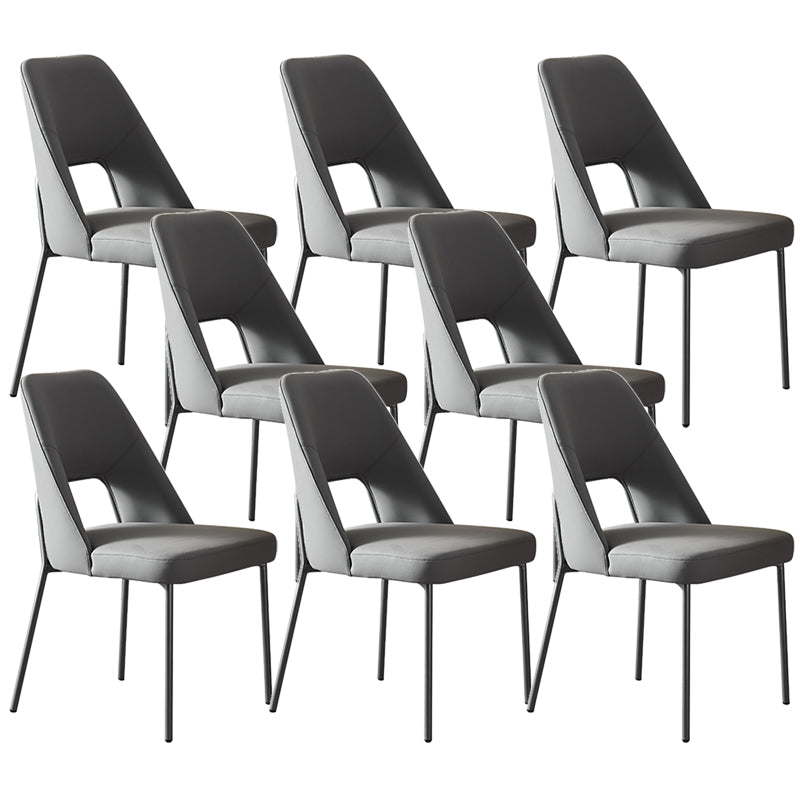Open Back Side Chair for Home Faux Leather Modern Dining Chair with Black Legs