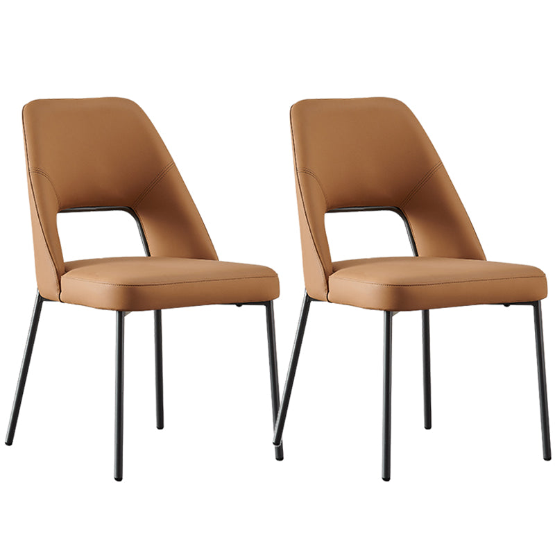 Open Back Side Chair for Home Faux Leather Modern Dining Chair with Black Legs