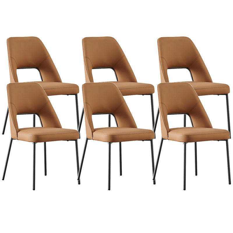 Open Back Side Chair for Home Faux Leather Modern Dining Chair with Black Legs