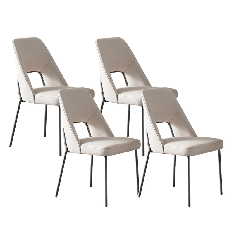 Open Back Side Chair for Home Faux Leather Modern Dining Chair with Black Legs