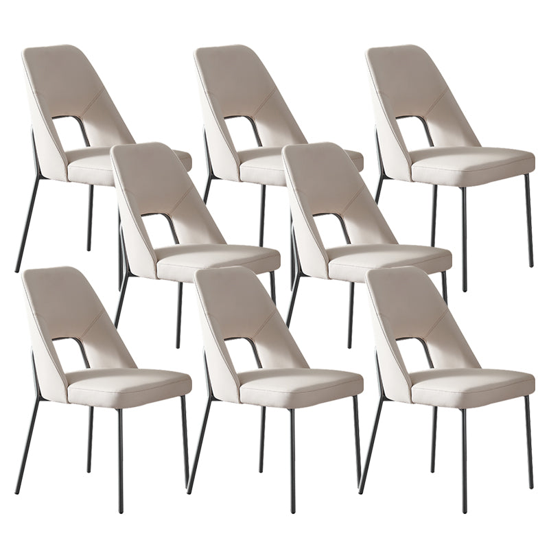 Open Back Side Chair for Home Faux Leather Modern Dining Chair with Black Legs