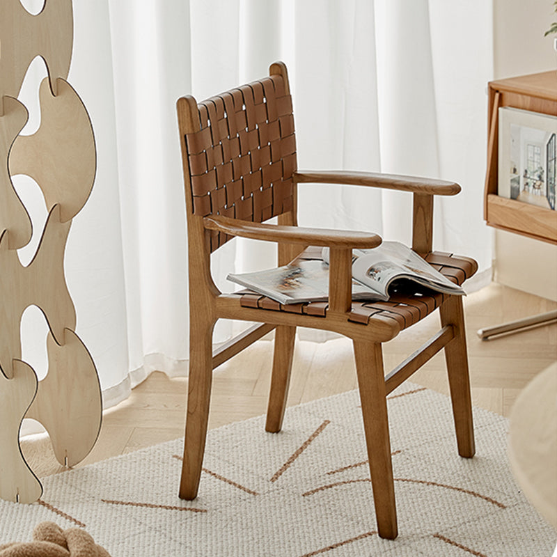 Ash Wood Traditional Dining Chair Open Back Side Chair for Home