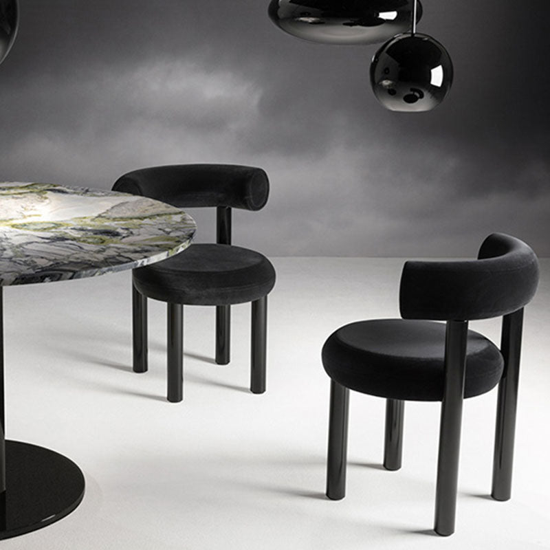 Metal Contemporary Upholstered Side Chair Matte Finish Open Back Dining Chair