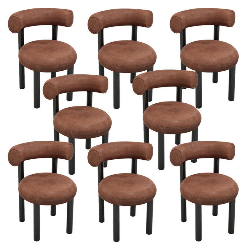 Metal Contemporary Upholstered Side Chair Matte Finish Open Back Dining Chair