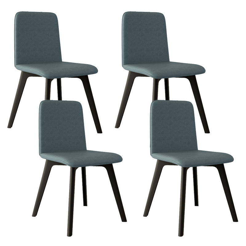 Contemporary Side Chair with Black Wood Legs Matte Finish Solid Back Dining Chair