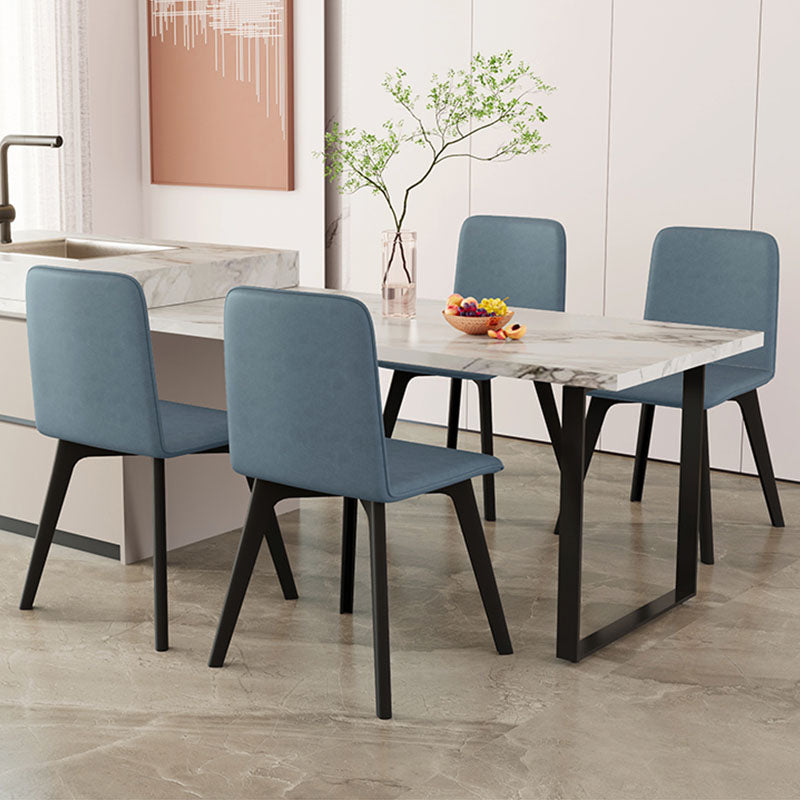 Contemporary Side Chair with Black Wood Legs Matte Finish Solid Back Dining Chair