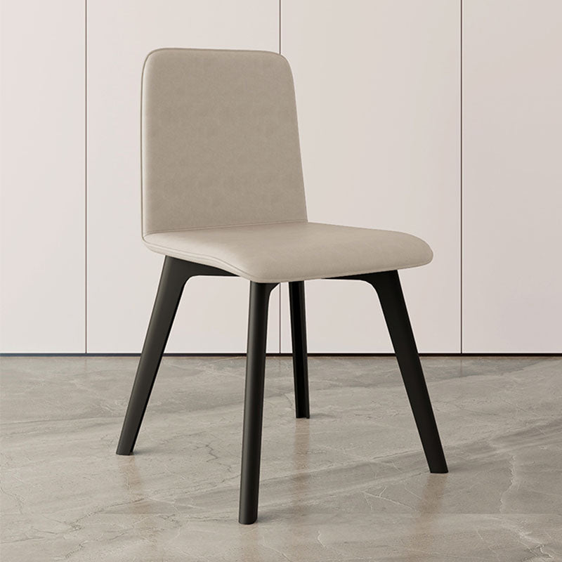 Contemporary Side Chair with Black Wood Legs Matte Finish Solid Back Dining Chair