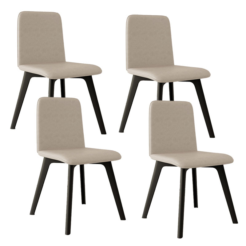 Contemporary Side Chair with Black Wood Legs Matte Finish Solid Back Dining Chair
