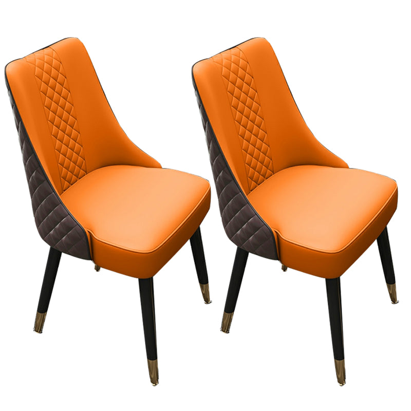 Glam Upholstered Dining Side Chair Faux Leather and Wood Side Chair