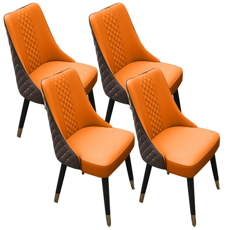 Glam Upholstered Dining Side Chair Faux Leather and Wood Side Chair