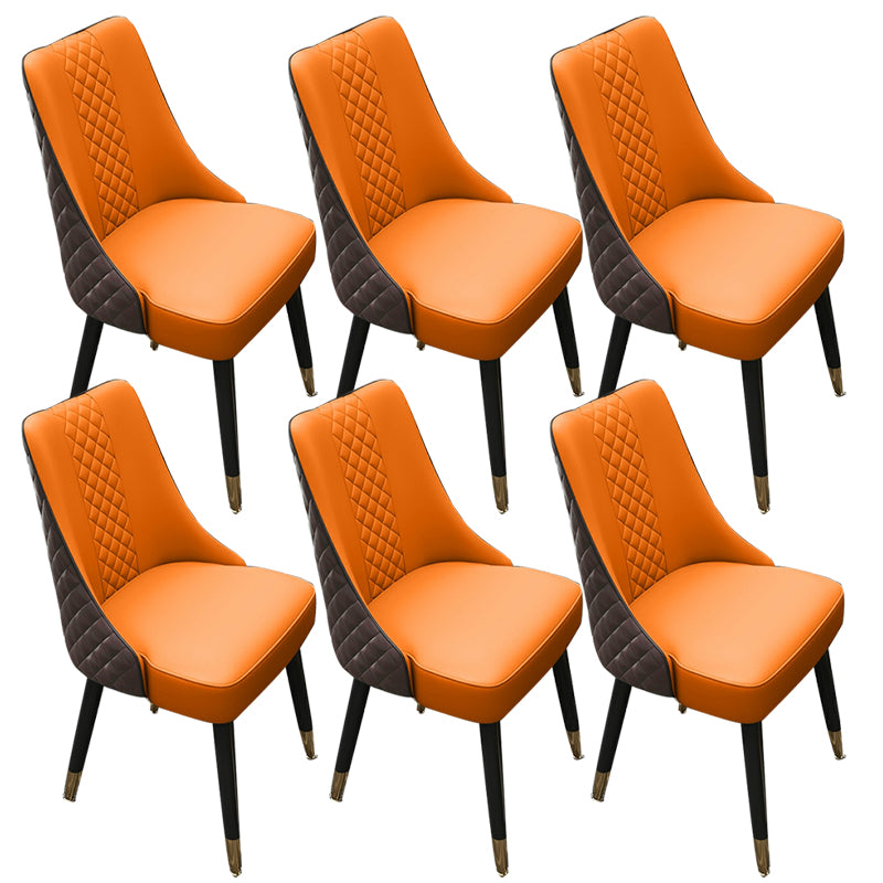 Glam Upholstered Dining Side Chair Faux Leather and Wood Side Chair