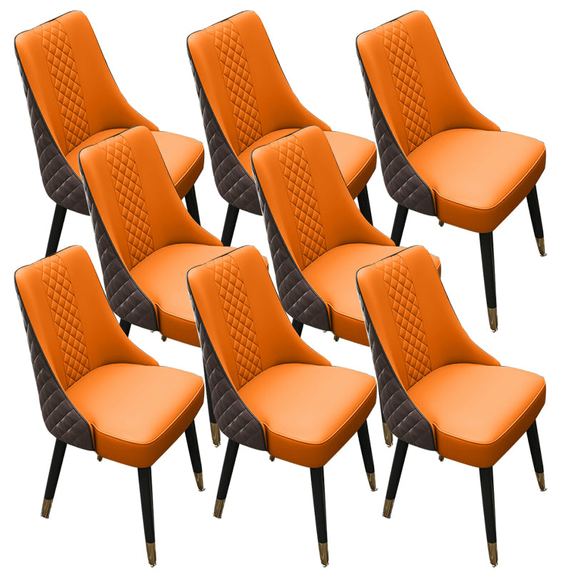 Glam Upholstered Dining Side Chair Faux Leather and Wood Side Chair