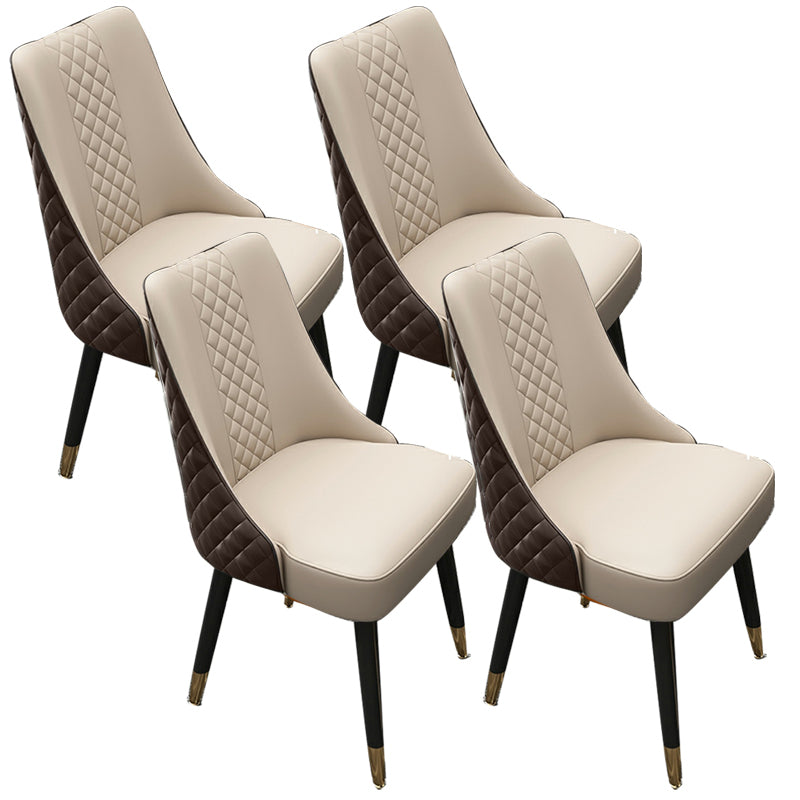 Glam Upholstered Dining Side Chair Faux Leather and Wood Side Chair