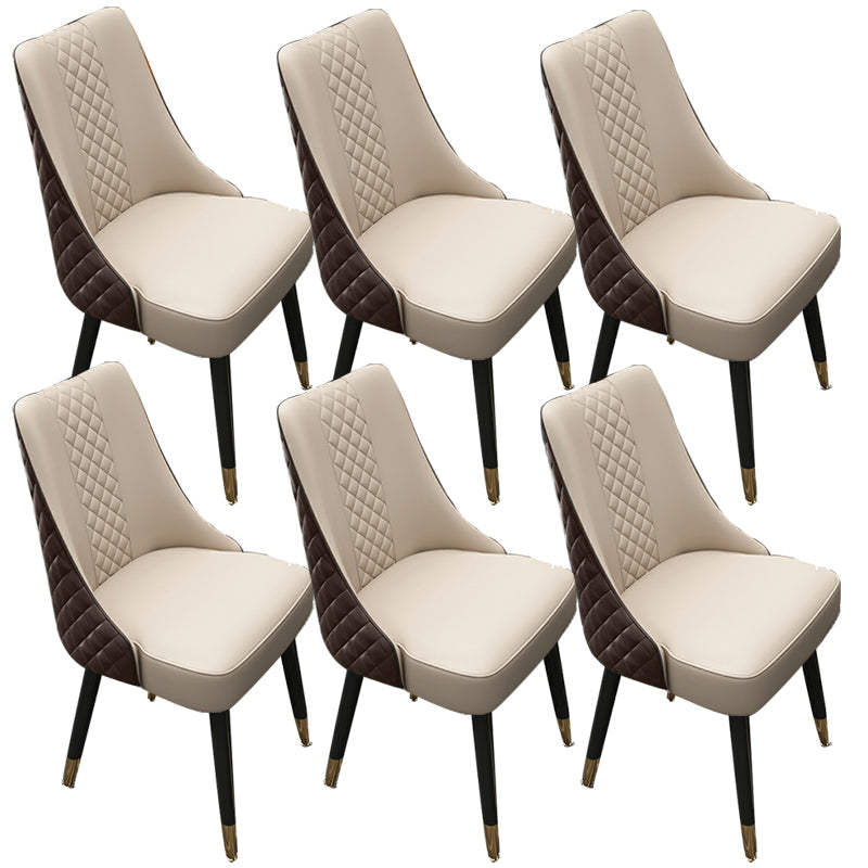Glam Upholstered Dining Side Chair Faux Leather and Wood Side Chair
