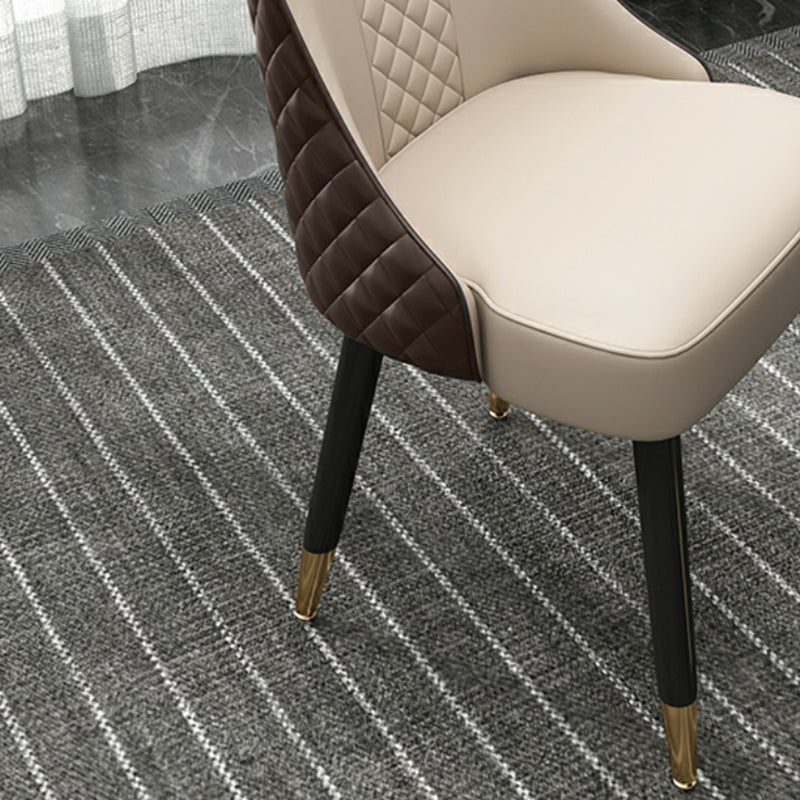 Glam Upholstered Dining Side Chair Faux Leather and Wood Side Chair