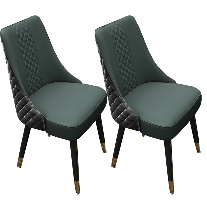 Glam Upholstered Dining Side Chair Faux Leather and Wood Side Chair