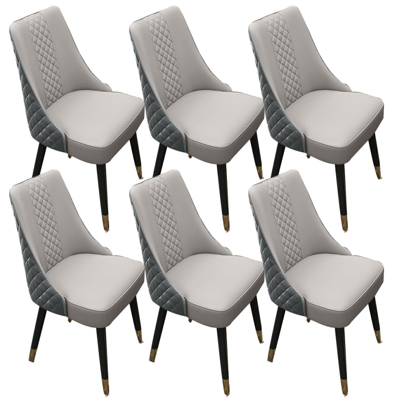 Glam Upholstered Dining Side Chair Faux Leather and Wood Side Chair
