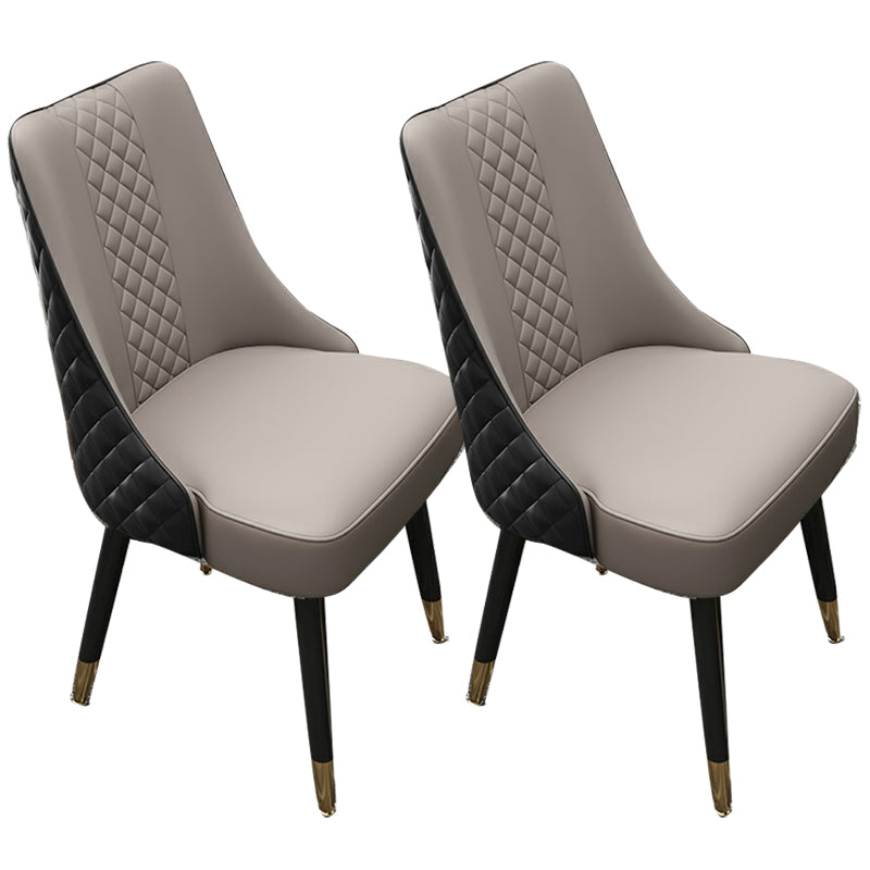 Glam Upholstered Dining Side Chair Faux Leather and Wood Side Chair