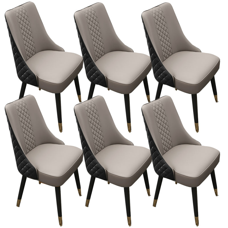 Glam Upholstered Dining Side Chair Faux Leather and Wood Side Chair