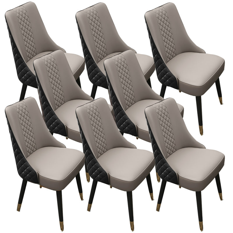 Glam Upholstered Dining Side Chair Faux Leather and Wood Side Chair