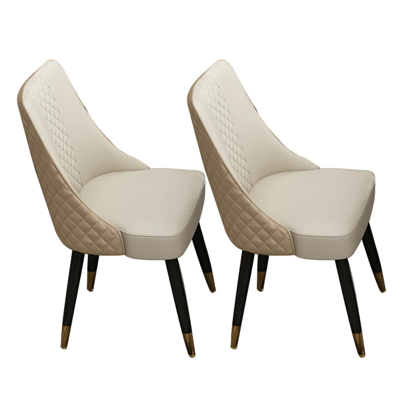 Glam Upholstered Dining Side Chair Faux Leather and Wood Side Chair