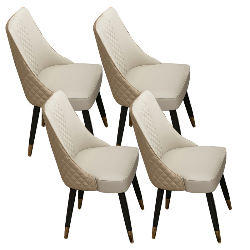 Glam Upholstered Dining Side Chair Faux Leather and Wood Side Chair