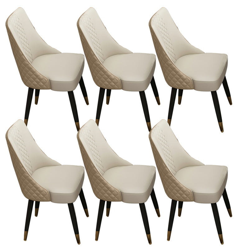 Glam Upholstered Dining Side Chair Faux Leather and Wood Side Chair